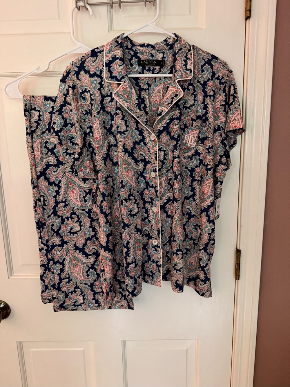 Ralph Lauren Navy Paisley Short Sleeve Pajama Set